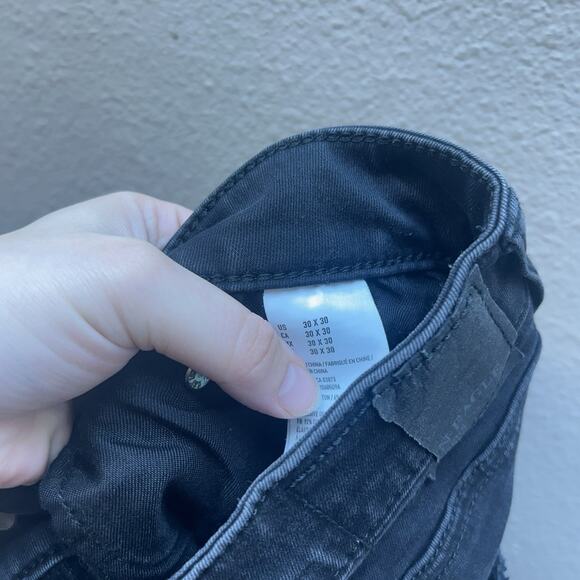 American Eagle Next Level Flex Slim Black Distressed Ripped Jeans Mens Sz 30x30 - Picture 7 of 8